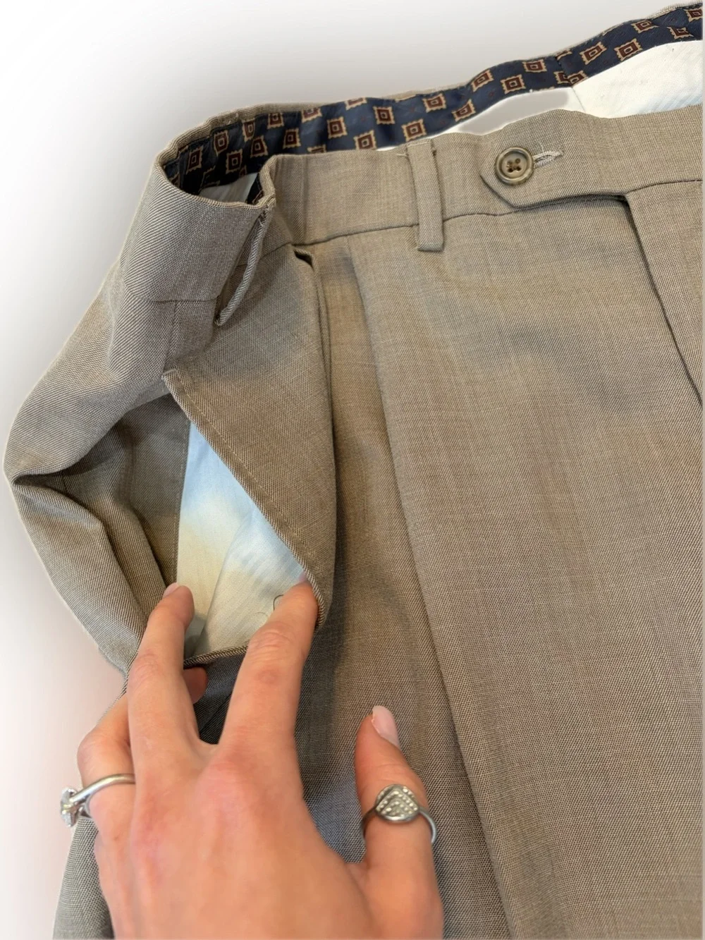 👔✨ Vintage Ralph Lauren Men’s Pleated Dress Pant Cuffed Trousers Taupe 40W x 30L